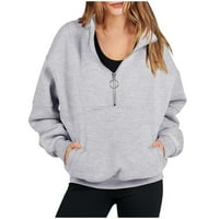 Podplag ženske prevelike polovine zip pulover dugih rukava Trendy Hoodie ouffits tinejdžerke padaju Y2K odjeću