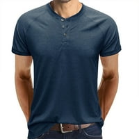 Muški košulje s kratkim rukavima Henley Solid Color Hley V Vrata T-majice Summer Casual Slim Fit Gym
