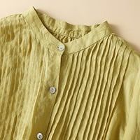 Zkozptok Ženski ljetni vrhovi Trendy Plus Size pamuk posteljina kratki rukav puni okrugli vrat T-majice,