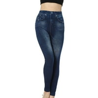 Camland Womens Jeans Ljeto plus veličine Imitacija traper tiskane traperice za žene visoki struk rastezljivi