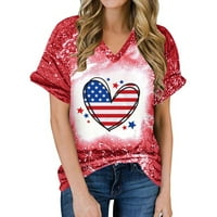 ERSAZI Dan nezavisnosti Četvrti jul Ženski vrhovi modna casual labava bluza Ispis V izrez majice bluza