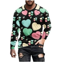 Homodles Muški grafički grafički posad - Crewneck tiskani 3D Dugi rukav pulover Dukseri bijele veličine