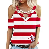 Trendy Cleance Žene Ležerne prilike Ležerne prilike Ležerne košulje Ljeto Američki zastava Star Striped