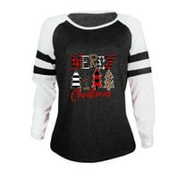 Clearry Merry Božić bejzbol majica za žene Leopard plairani grafički grafički tees Xmas casual majica
