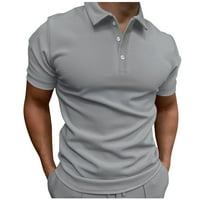 Hyyugala majice za muškarce Casual Striped tkaninska majica Tipka za majicu Okrenite kratki rukav na