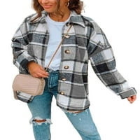 Ženska vunena košulja na dugih rukava s dugim rukavima niz jaknu rever