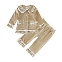 Esaierr djeca za bebe djevojke zimske pidžame postavljene za malinu za spavanje pidžama + hlače ruffles