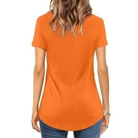 Košulje za žene plus veličine casual v izrez kratki rukav Criss Cross majica Ljetna bluza, narandžasta