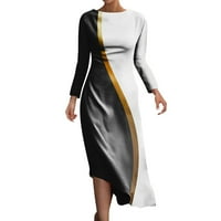 Ženski okrugli izrez s dugim rukavima Slim nepravilnog ruba 3D od tiskane haljine Ležerne haljine s
