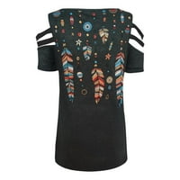 Ženski vrhovi pluća V-izrez casual bluza Čvrsti ženski majica Dužina lakta, Ljeto crno l