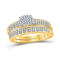 10kt žuto zlato okruglo Diamond Bridal Wedding prsten set CTTW