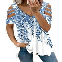 Majica Capreze dame majica kratki rukav u obliku ljetnih vrhova Prozračna tee V izrez Tunika Bluza H