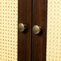 Skladišni ormar sa vratima, drveni ormar za akcent sa unutrašnjim policama i crnom metalnom osnovnom