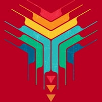 Trokrevetna geometrijska energetska jezgra Muške crvene heather grafički tee - Dizajn ljudi XL