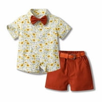 Odeerbi Toddler Ljeto odijelo Dječaci Dječaci Formalna haljina odijelo kratkih rukava rever košulje